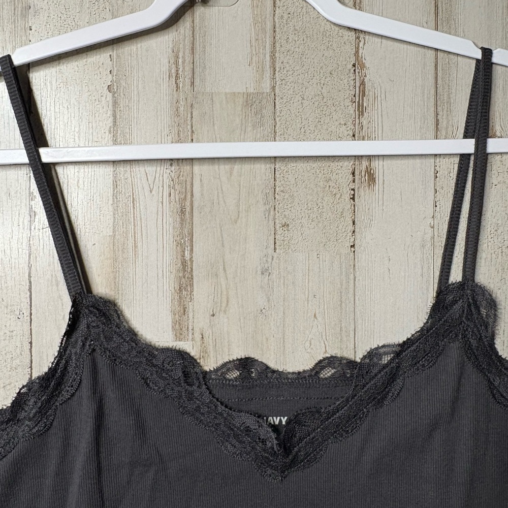 Old Navy Lace-Trim Cami Top Dark Panther Gray Size XXL NWT! - Picture 7 of 12